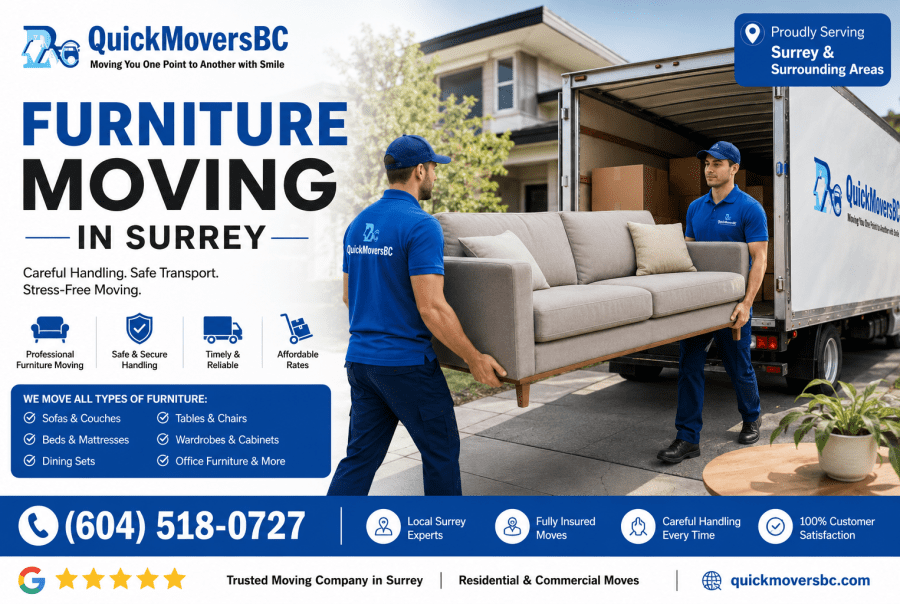 furniture moving in Surrey safely transporting sofas and tables